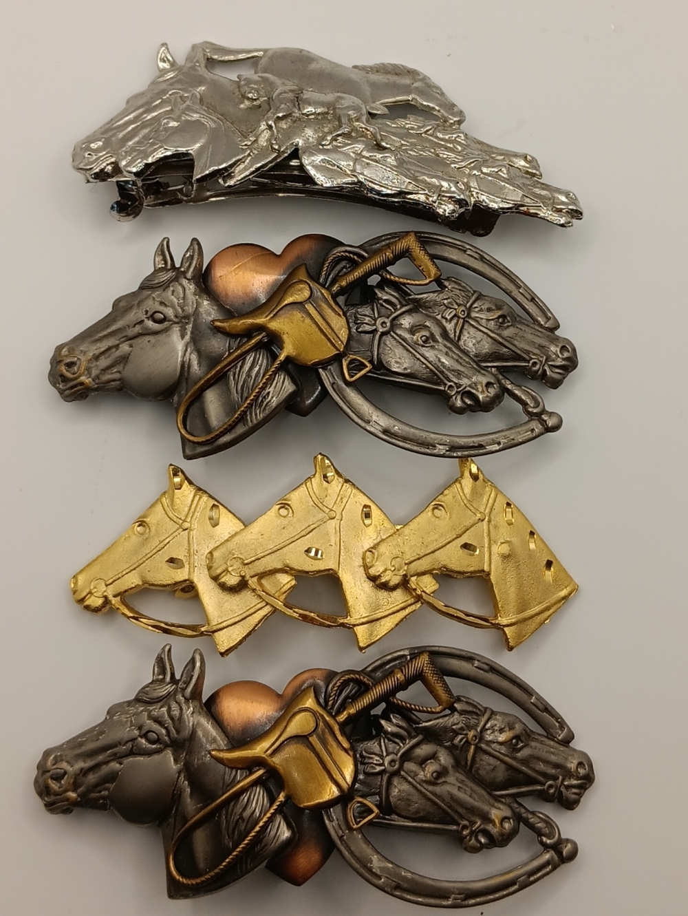 4 Vintage Metal Western Horse, Hair Clip Accessories, Equestrian Cottagecore - Picture 2 of 13
